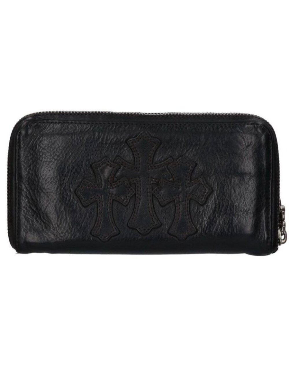 Chrome Hearts Rec Zip Round Zip Leather Wallet